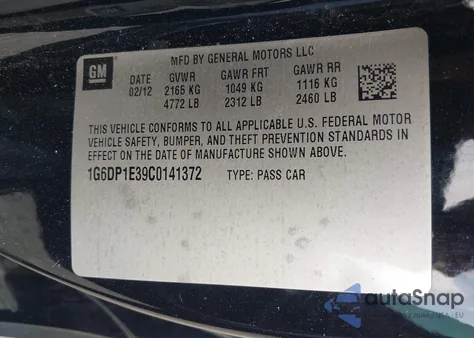 2012 Cadillac Cts Premium from USA, damaged, VIN 1G6DP1E39C0141372